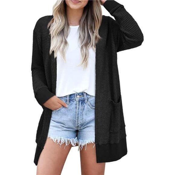 Women's Lightweight Open Front Cardigan Sweater - Casual Beach Kimono - Picture 1 of 2